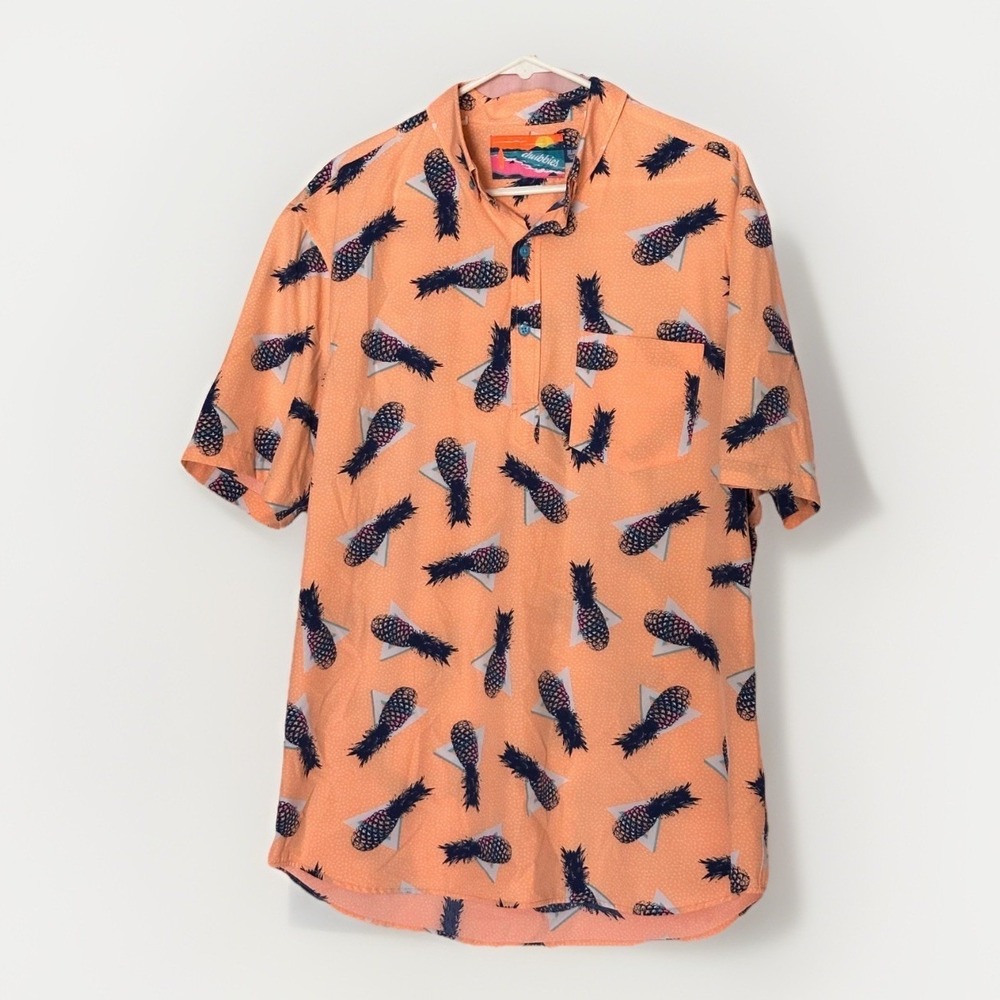 Chubbies Pineapple Polo Pullover Shirt Mens XXL Orange Tropical Hawaiian Beach